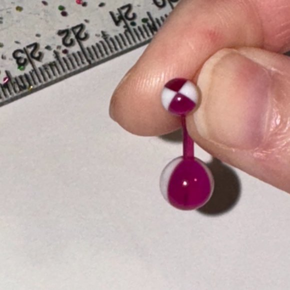 14 Gauge Purple and white Beach Ball Design Belly Ring - Picture 13 of 13
